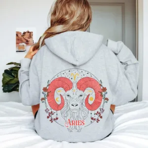 Aries Graphic Hoodie - Zodiac Birthday Astrology Gift