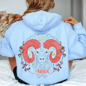 Aries Graphic Hoodie - Zodiac Birthday Astrology Gift