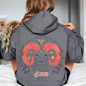 Aries Graphic Hoodie - Zodiac Birthday Astrology Gift