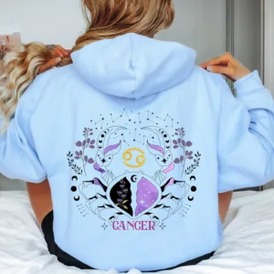 Cancer Zodiac Symbol Hoodie - Astrology Star Sign Gift