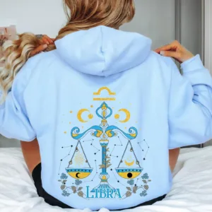 Libra Graphic Hoodie - Astrology Birthday Gift